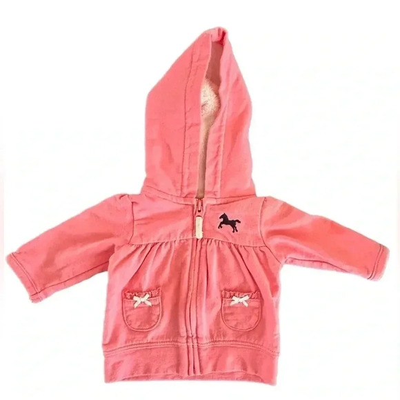 Carters NewBorn Pink Hoodie Long Sleeve Soft lined Hood - Picture 1 of 7